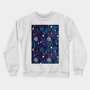 Elements - a watercolor pattern in red, cream & navy blue Crewneck Sweatshirt